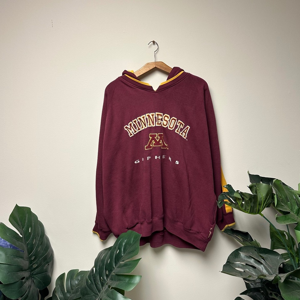 Vintage 90s Minnesota‎ University Embroidered Lee Sport Spell Out College Hoodie